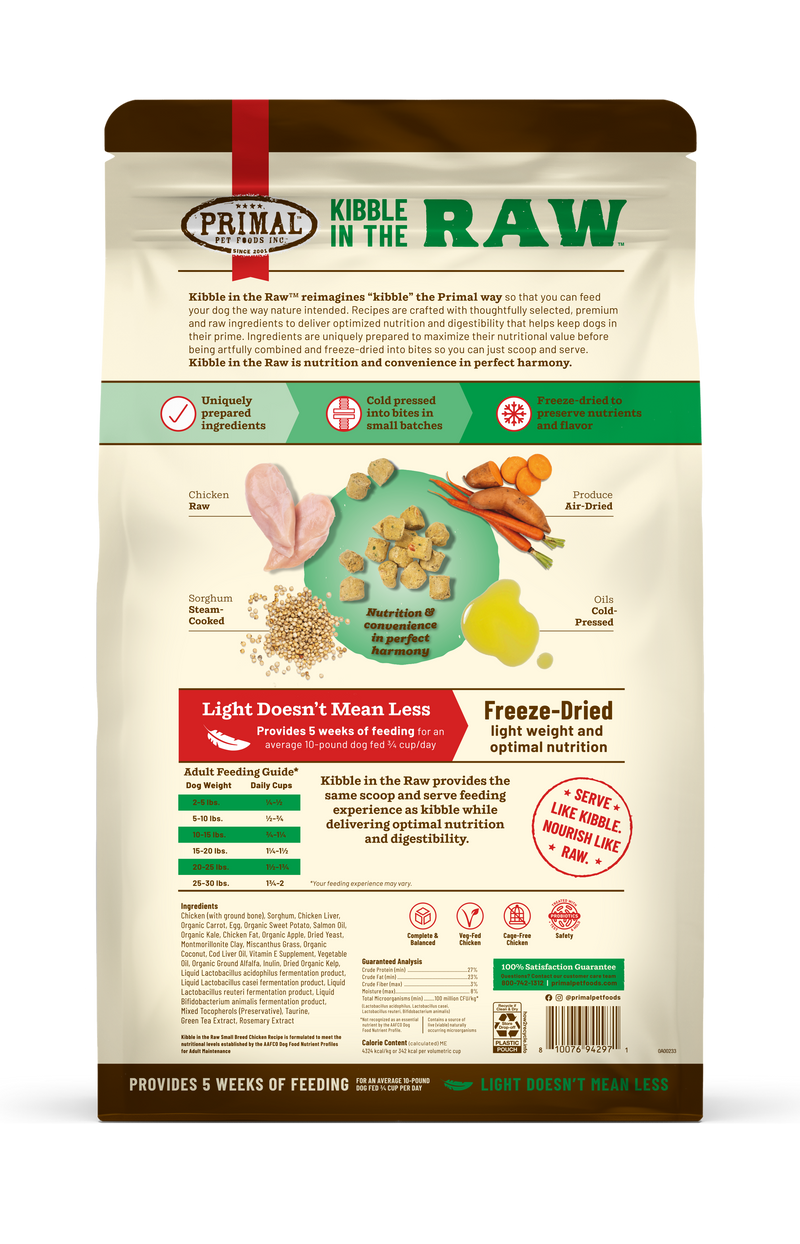 Kibble in the Raw <br> Small Breed Chicken Recipe